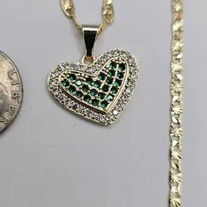 green heart chain gold-plated 18"inches 24"inches available