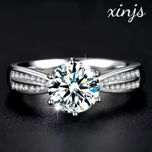 2026 New Double-Row Six-Claw 2-Carat Engagement Ring Romantic Love for Dating