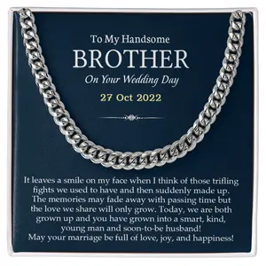 Cuban Chain Necklace for Brother, Personalized Wedding Gift for Brother, To My Cuban Chain Necklace for Men Borther