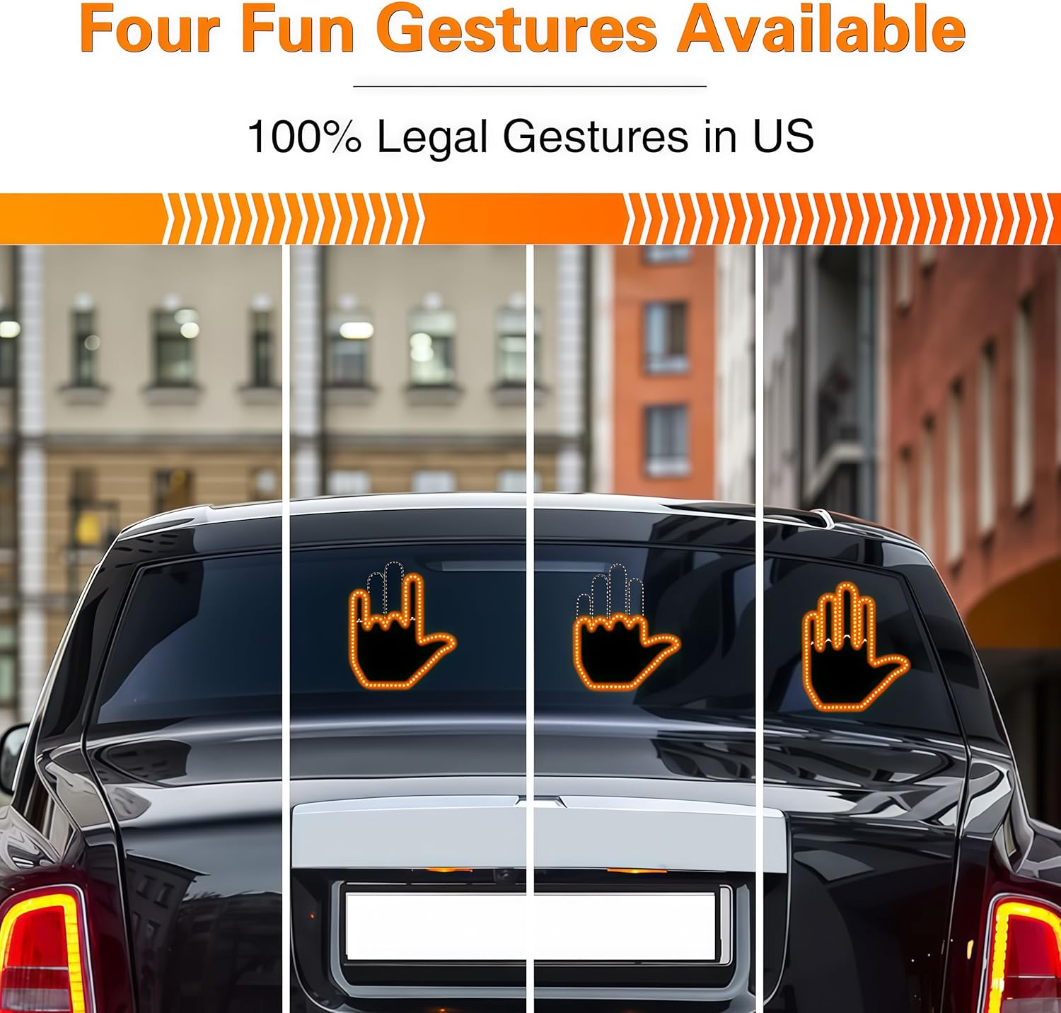 Car Gesture Decorative Lights, Ambient Lighting, Rechargeable Led Gesture Lights for Car Road Rage Led Signs calm road rage,Remote Control Triple Mode Fun Finger Lights. (1 Pacs) Automotive truck stuff