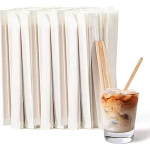 1000 Pcs Coffee Stirrers 5.5 Inch Wood Coffee Stir Sticks Individually Wrapped Wooden Stir Sticks Disposable Wood Stir Sticks Eco-Friendly Wood Coffee Stir Sticks for Coffee, Cocktail (1000 PCS)