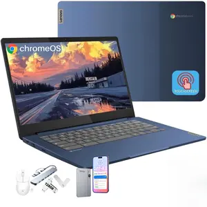 Lenovo 2026 Slim 3 Chromebook Laptop - 14" FHD Touch Screen for Student Business, 8-Core MediaTek 520 Processor, up to 16GB RAM, 64GB EMMC+128GB Micro SD, 13.5 H of Use, Wi-Fi 6, Chrome OS,Bundle Accessory