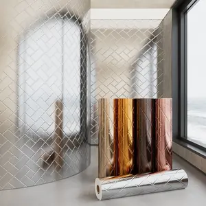 Thick Mirror Grid Self-Adhesive 3D Wallpaper Roll, 40x300cm Vinyl Material Easy Peel & Stick, Ideal for Bedroom Living Room TV Background Study