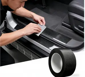 Carbon Fiber Texture Anti-Scratch Protective Tape, High Gloss Black Self-Adhesive Car Wrap Vinyl Roll, Waterproof Wear-Resistant Auto Body Edge Guard Sticker, Universal Anti-Collision Trim Strip for Car Door Sill, Bumper, Interior Decoration