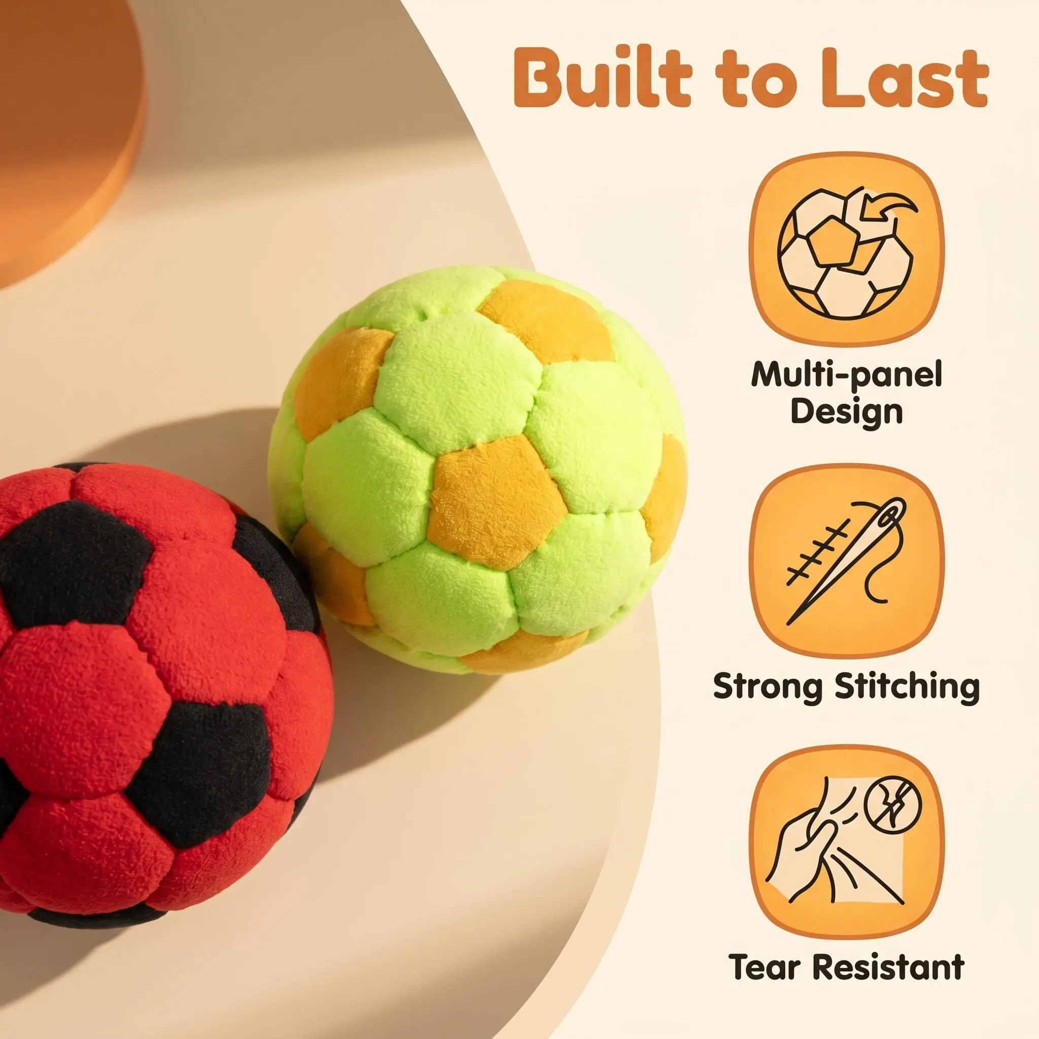 3.15 Inch Soft Plush Hacky Sack Footbag Soccer Ball Toy - Durable Stitched, No Risk of Scratching, for Indoor Juggling Practice & Interactive Family Fun Activities