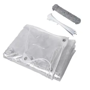 Clear Tarp Heavy Duty Waterproof,14Mil-10ftx12ft Tear-Resistant Transparent PVC Tarp with Grommets & Ropes & Cable Ties, Windproof Enclosure for Greenhouse, Chicken Coop, Patio, Garden and Outdoor