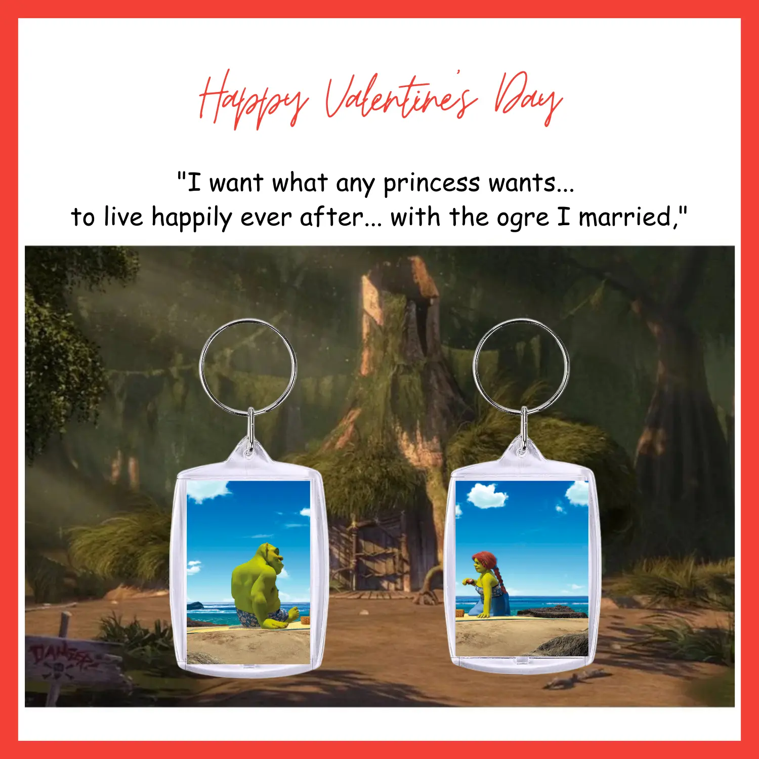Shrek and Fiona Couple Keychains