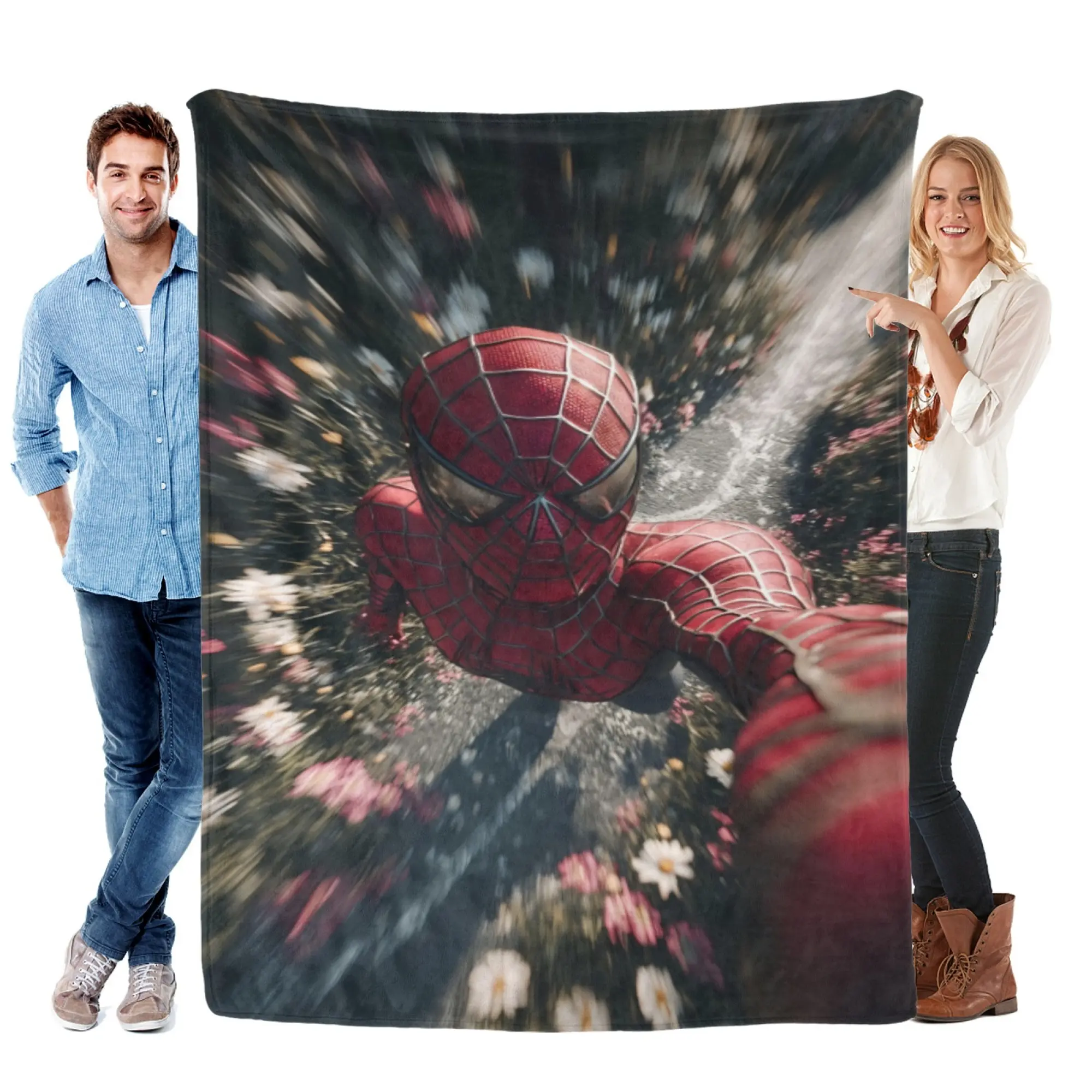 [SummerVibes] MARVEL Cinematic Spider-Man Dynamic POV Flannel Blanket, Soft 2D Printed Throw for Home, Couch & Movie Fans