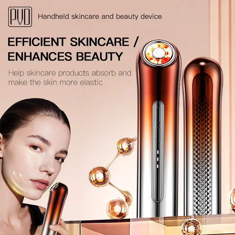 PVD 3-in-1 Facial Massager Beauty Device - New Upgraded Personal Care Appliances with EMS Microcurrent, LED Red Blue Light, Absorption Boost for Serum/Lotion/Essence, Facial Care Tools for At-Home Toning, Portable Beauty Tool for Firming, Anti-Aging
