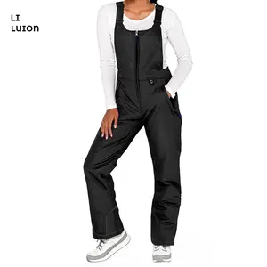 Women's Waterproof Snow Bibs, Sleeveless Adjustable Strap Ski Overalls Winter Insulated  Jumpsuit Ski Long Pants