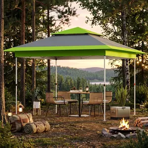 Arlopu 13ft Easy Set-up Canopy Tent, Instant Outdoor Straight Leg Canopy w/Auto Extending Eaves, One Person Folding Commercial Shelter w/Upgraded Wheeled Bag, 169 sq.ft Sun Shade