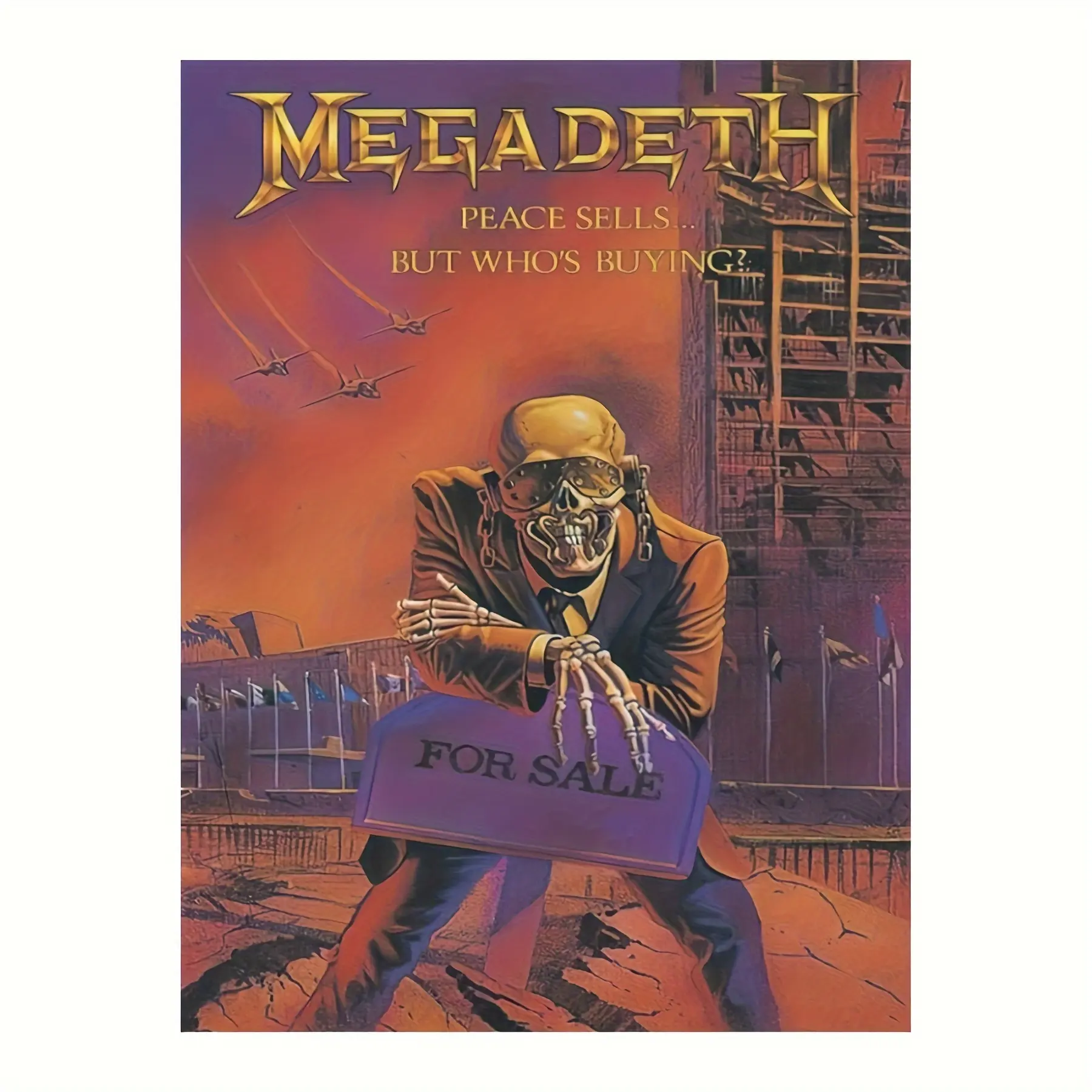 1pc Unframed Waterproof Soft Canvas Megadeth 'Peace Sells... But Who's Buying?' Album Art Poster - Rock Band Music Wall Art for Bedroom, Living Room Home Decor