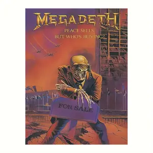 1pc Unframed Waterproof Soft Canvas Megadeth 'Peace Sells... But Who's Buying?' Album Art Poster - Rock Band Music Wall Art for Bedroom, Living Room Home Decor