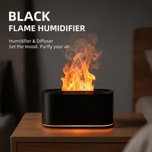 Flame Effect Humidifier with Ambient LED Glow, Quiet Cool Mist Diffuser for Bedroom Relaxation & Cozy Home Decor