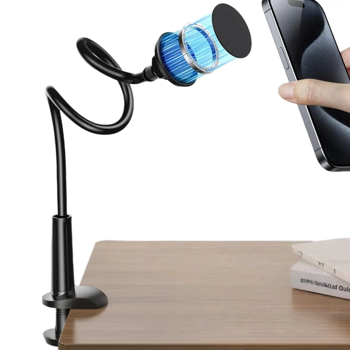 MagSafe Magnetic Foldable Gooseneck Cellphone Holder Mount, 39-in Clamp-on Stand for Desk/Bedside, 360-Degree Rotatable Adjustable Bracket for iPhone 17/16/15/14/13/12 Pro Max Plus Smartphones & Accessories, 360 Degree Rotation Phone Holders & Mounts