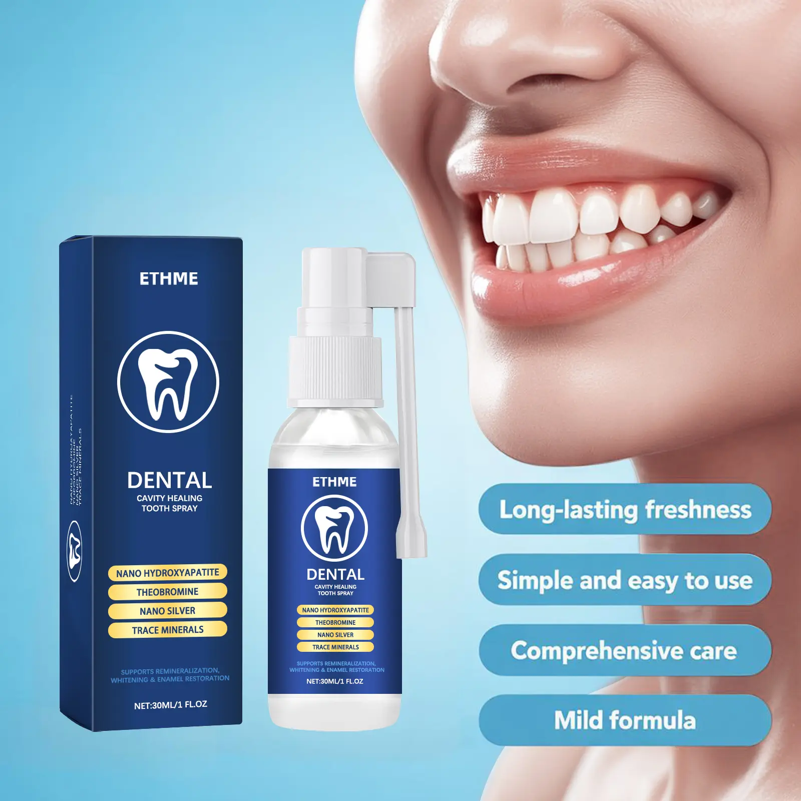 Tooth Repair Spray - Enamel Strengthening & Cavity Defense Oral Spray | Remineralizing Teeth Whitening Solution