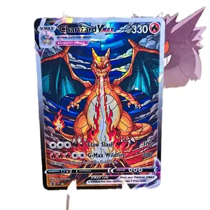 Charizard Vmax Custom Stained-Glass Volcanic Eruption Fractal Glass Holo Pattern Custom Card w/ Optional Toughskin Texture (SEE VIDEO!)