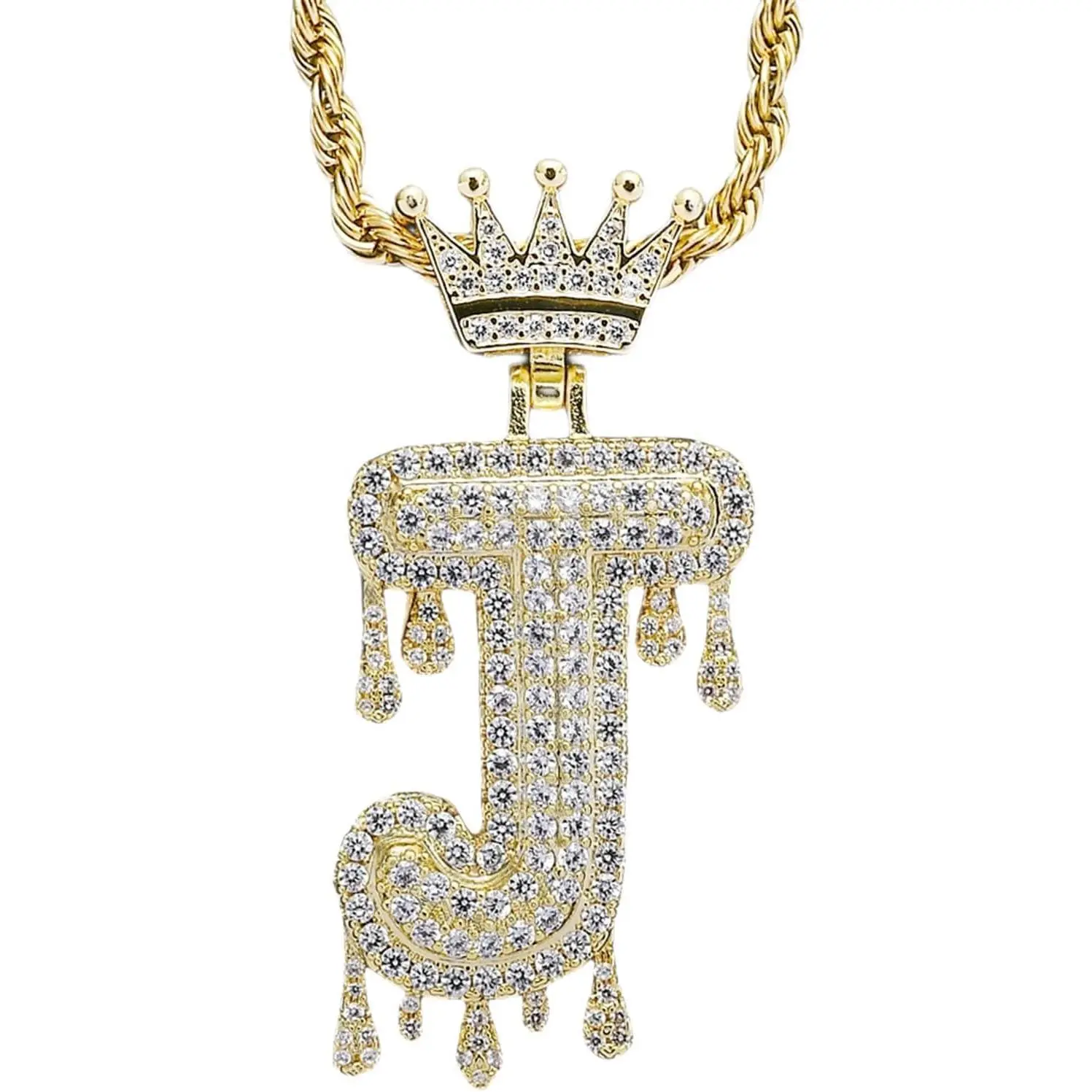 Initial Necklace for Men Women, Crown Letter Pendant with 24 Inch Chain,Cubic Zirconia Capital Monogram Pendant Necklace Jewelry Gift
