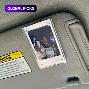 2-Piece Car Photo Holder Set, Acrylic Magnetic Personalized Photo Frame, Sun Visor Clip, Customizable Family Photos, Global Selection Product