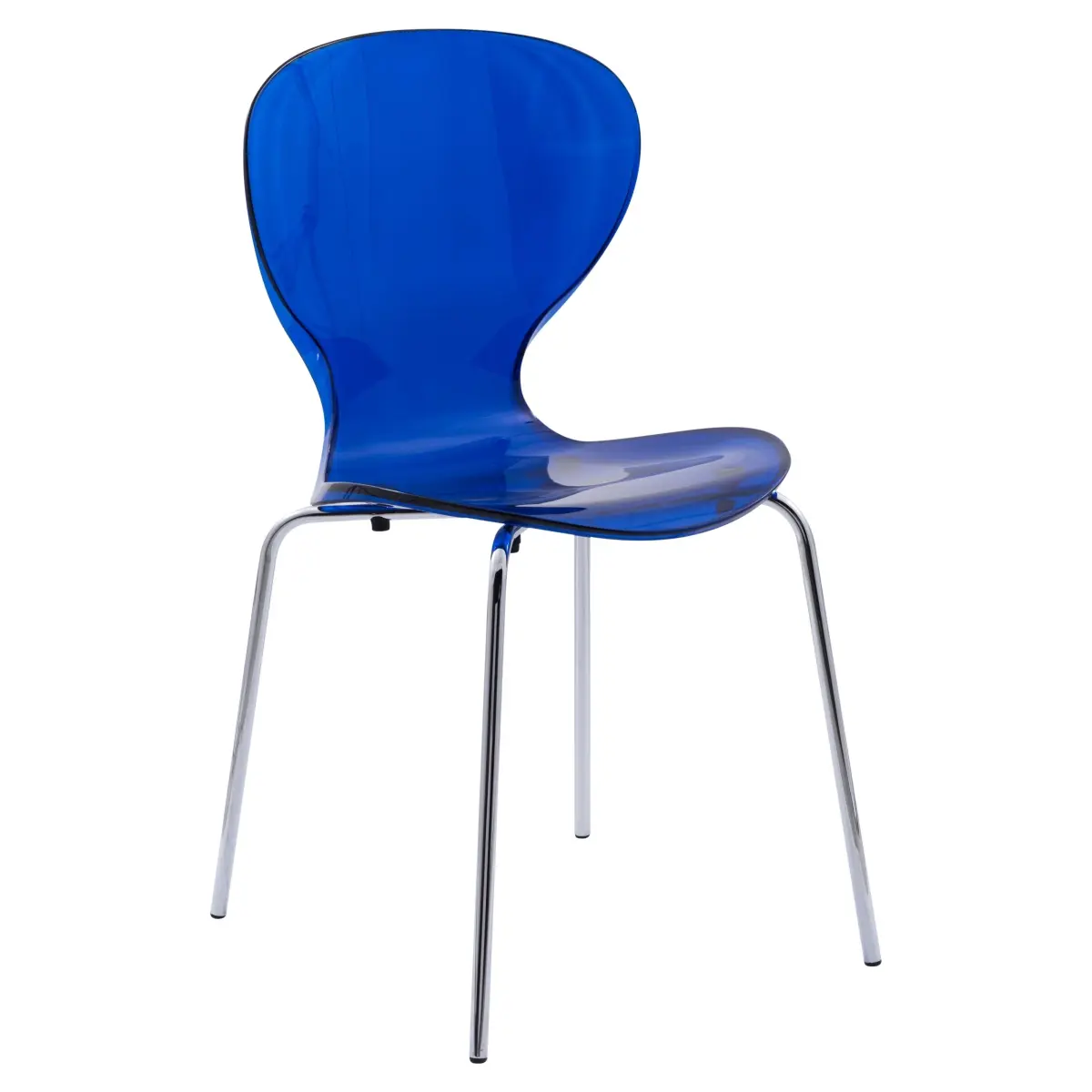 LeisureMod OC17TBU 32.25 x 17 x 16.25 in. Modern Oyster Transparent Side Chair, Transparent Blue, Modern Dining Chairs, Contemporary Dining Chairs