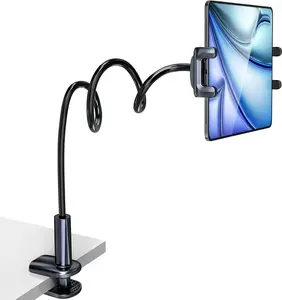 Giftorld Tablet Stand Holder for Bed & Table Flexible Adjustable Long Gooseneck Arm Mount Clamp Compatible with 4.7-12.9" Devices Mobile Phone iPhone iPad Galaxy Tab Kindle Fire