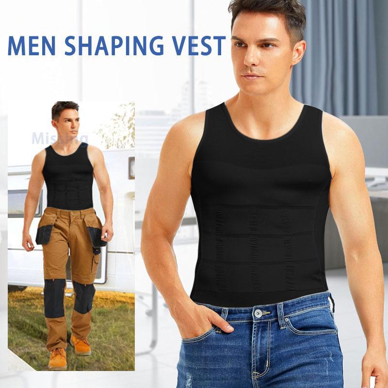1/2 Pack Men's Compression Vest Body Shaper Stretchy Shapewear Shirt Tummy Control Top Chest Binder Tank For Workout Fitness Breathable Men Underwear GYM Activewear Plain Round Neck Daily Wear Sports Menswear Soft Fitted Apparel Shirts