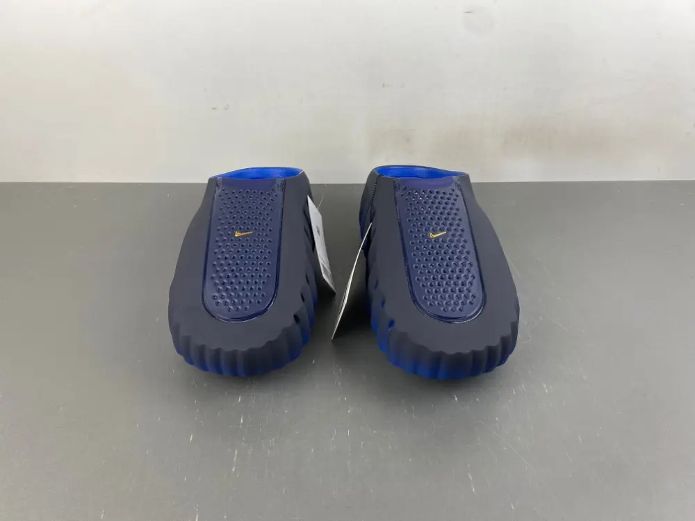 Navy Gradient Wavy Thick-soled Closed-toe Slides, Premium Understated Dark Shade Suits Men's Daily Commute And Street Trendy Outfits