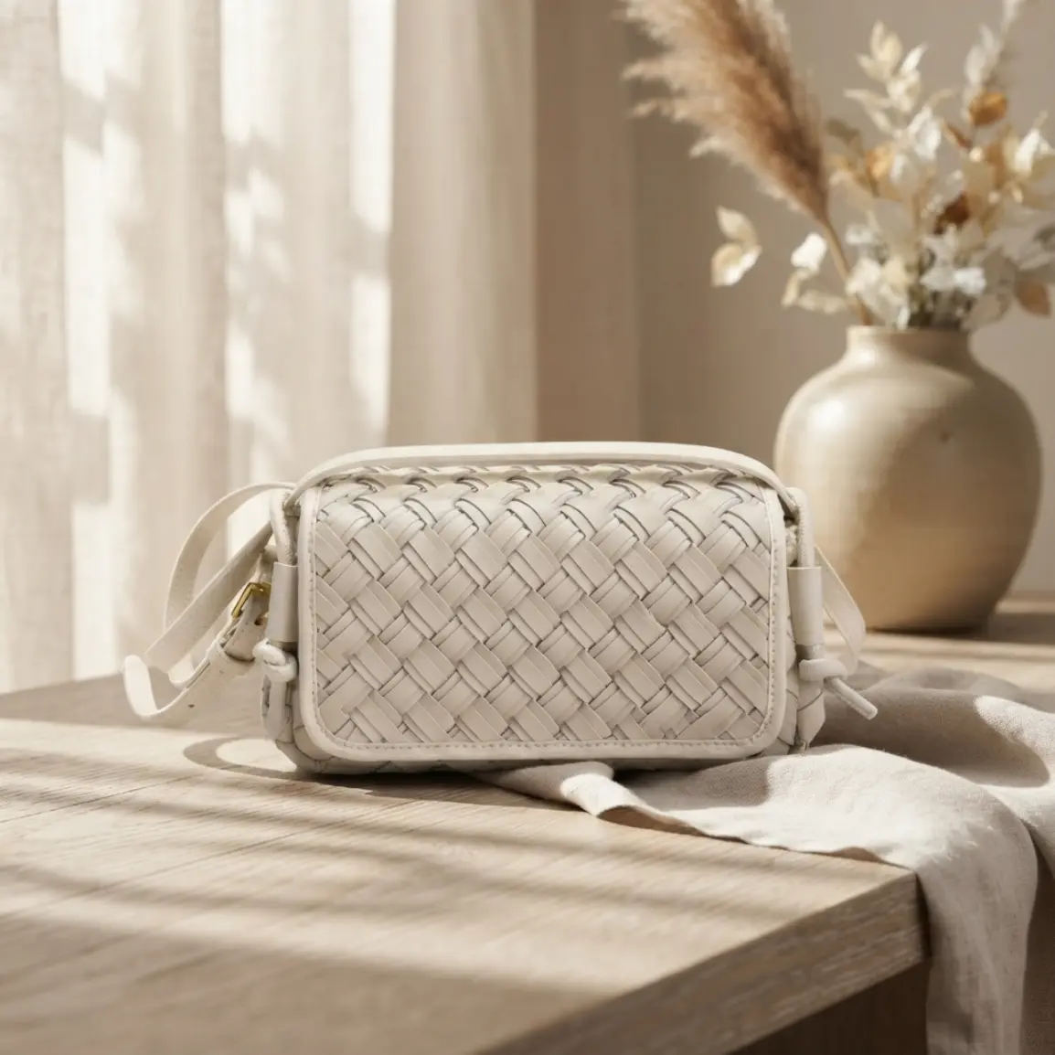 TUSCAN'S Woven Leather Small Square Bag – Premium Lambskin Leather Crossbody Shoulder Bag for Everyday and Travel – Adjustable Strap, Structured Design, Everyday Carry, Lightweight,back to school,back to school haul