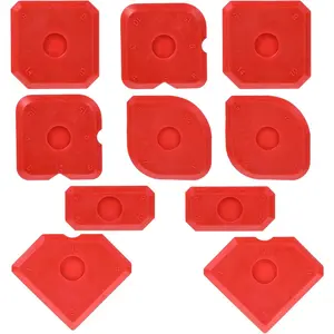 10 Count  Caulking Tool Set, Grout Finishing Tool Reuse Portable Sealant Scraper Smoother Remover for Kitchen Bathroom Floor Sealant Sealing(Red)