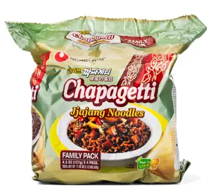 Nongshim Chapagetti Korean Jjajang Instant Noodles, Chewy Savory Bean-Based Noodles with Rich Flavor, Pantry Food, Asian Food Snacks