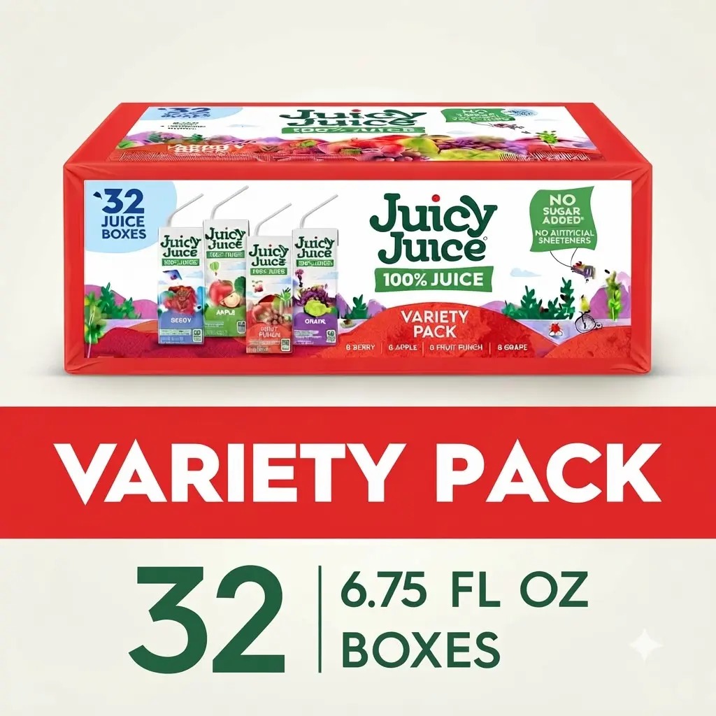 Juicy Juice 100 Percent Juice Variety Pack 6.75 fl oz 32 Ct Real Fruit Juice 100 Percent Vitamin C Healthy Kids Drinks