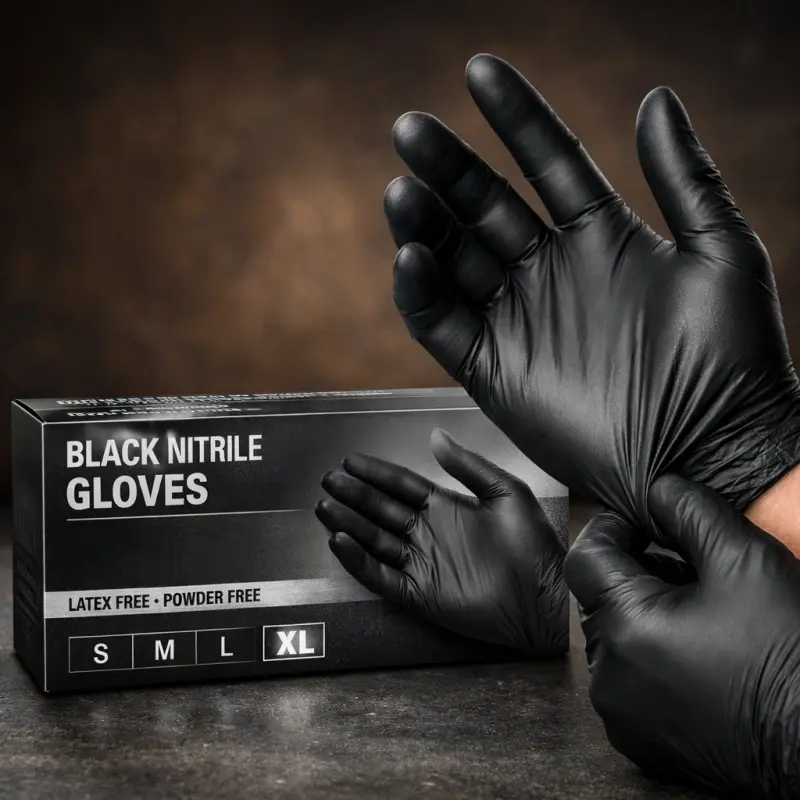 Black Disposable Nitrile Gloves, 4.63 Mil, Pleasant Touch, Powder-Free - Similar to Latex, Suitable for Tattooing, Hairdressing, Painting, Pet Care, Dishwashing, Daily Household Cleaning, Practical for Life, Great Gift for Festivals