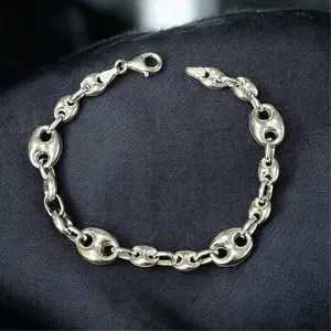 Sterling silver chain bracelet, silver 925 jewelry | Pulseras de plata .925 - Mariner link bracelet 7”