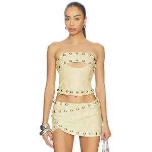 Jaded London Corset With Oversized Studs in Beige