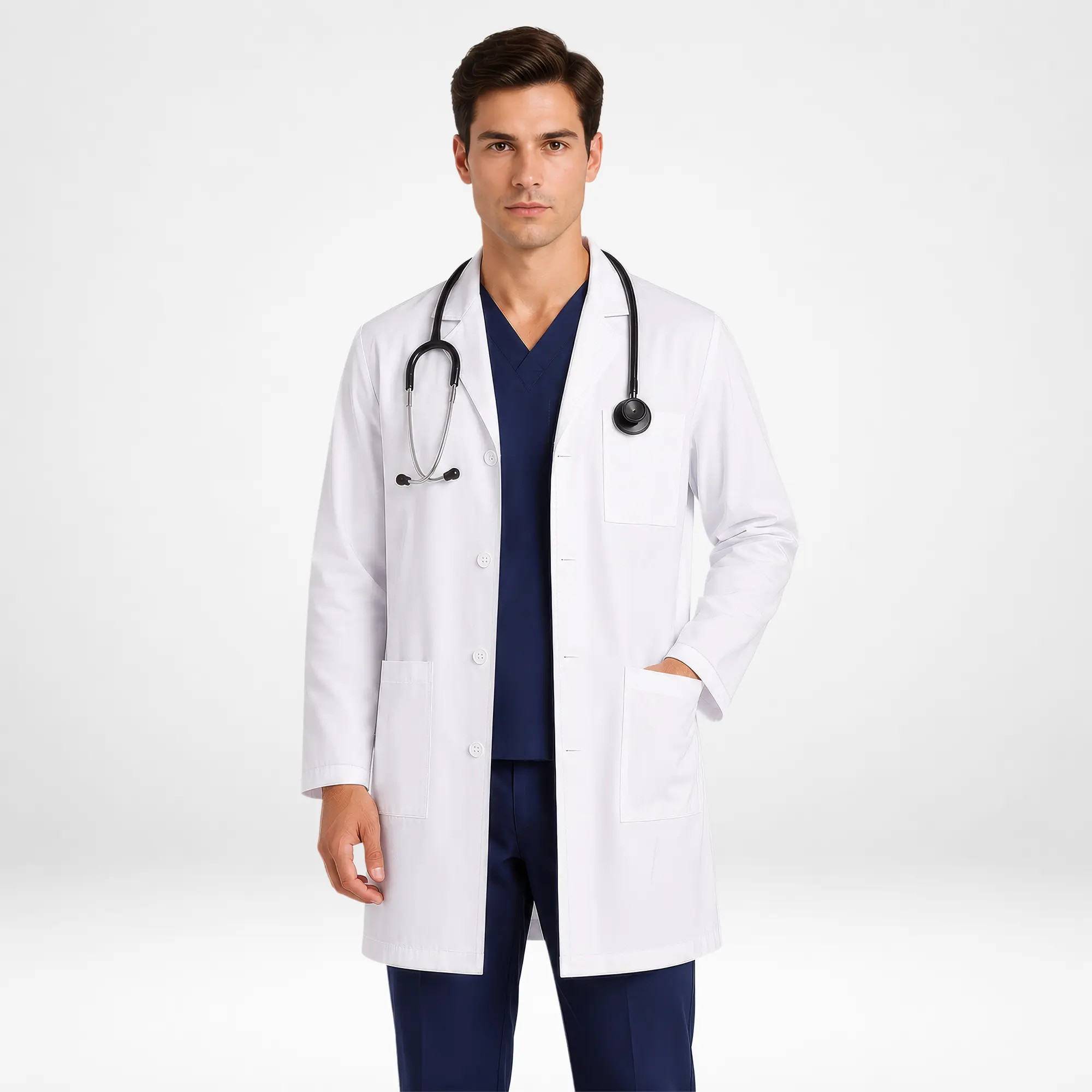 NY Threads Professional Unisex Lab Coat, 41-Inch Long Sleeve Polyester Blend Uniforms for Workwear with Functional Pockets, Machine Wash, Inclusive Sizes