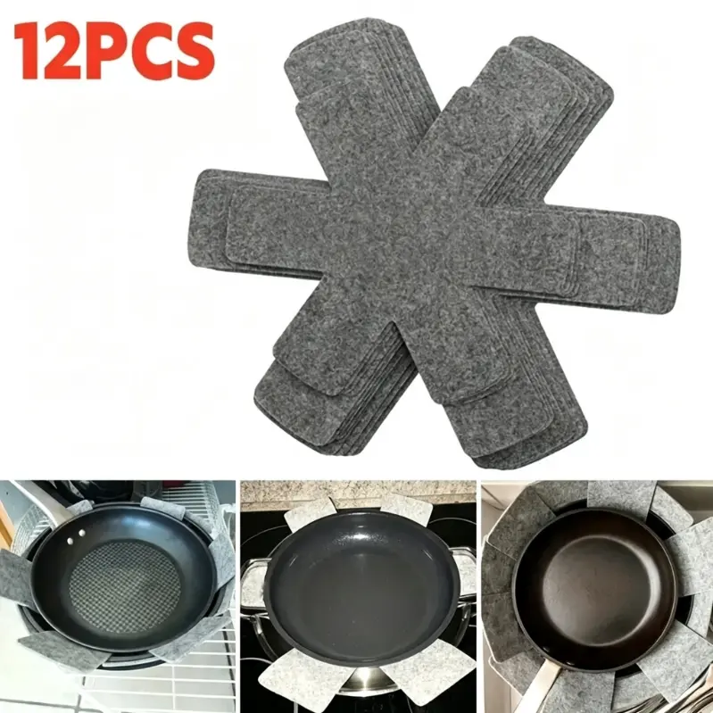 12pcs 10.2/13.8/15inch Pot And Pan Protectors, Set Of 12 And 3 Different Size, Pot Dividers Pads, Stacking Pan Protectors, Pan Separators Pads For Protecting And Separating Pots And Pans