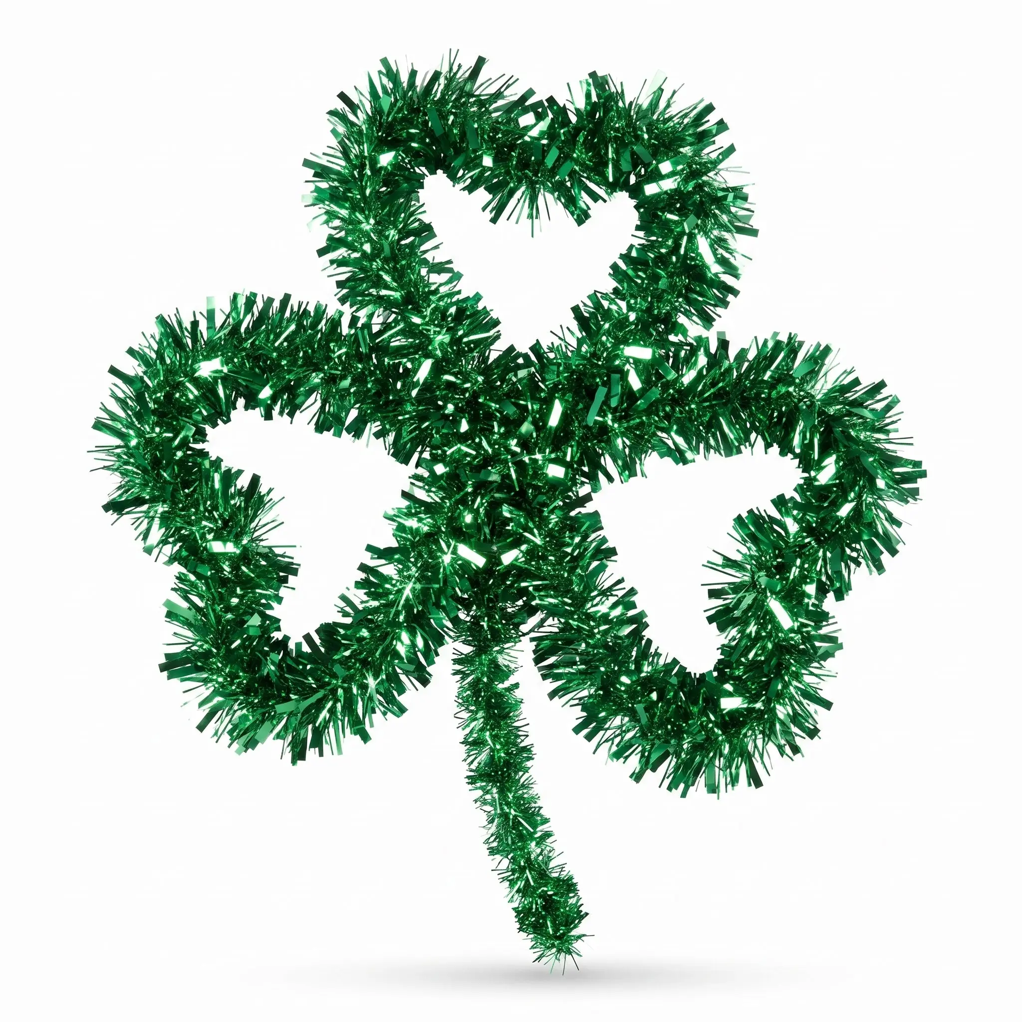 Festive Green Tinsel Shamrock Hanging Decoration, 14-Inch