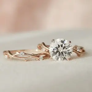 New Niche Lianzhi Zircon Ring Proposal Ring Women's Rose Gold Wedding Rings