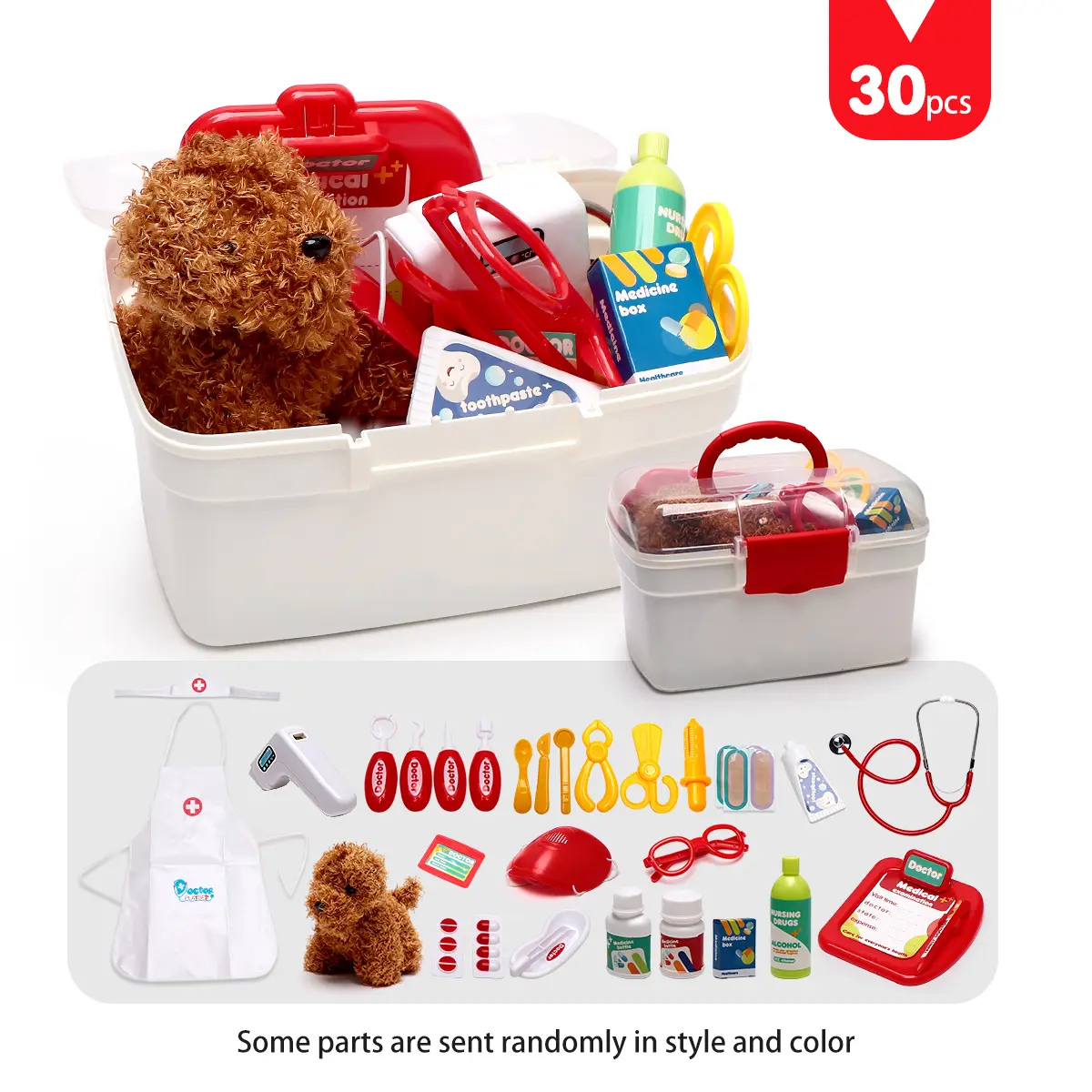 Toy Doctor Kit for Girls 30 Pcs Veterinarian Playset for Kids Gift for Kids Toddlers 3-5 Kids Vet Kit Pretend Play Doctor Toys
