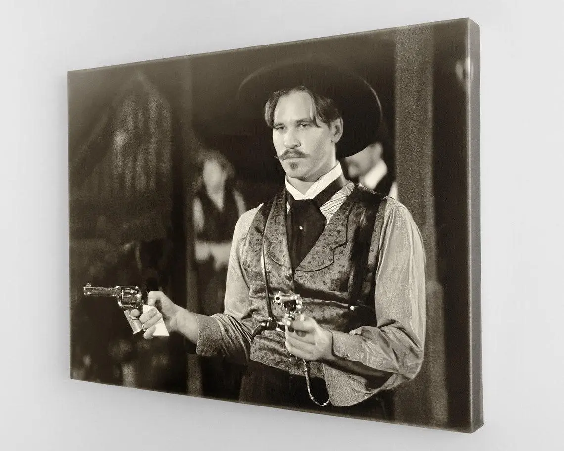 Doc Holliday Val Kilmer Famous Gunfighter Original Painting Tombstone Arizona Movie Print Canvas Western Outlaw Old West Matte Artistic Wall Art Artwork Decoration