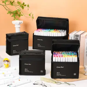 48/60/80/120/168Colors, Dual-Tip Art Markers, SketchPens, Brush Chisel Permanent Marker Pens With Base, Drawing Supplies Kit, Art Marker Set, Perfect For Artist Adults Anime Coloring, Sketching, Illustrations And Card Making, Gift For Christmas & NewYear