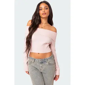 Minnie Cropped Fold Over Knit Top