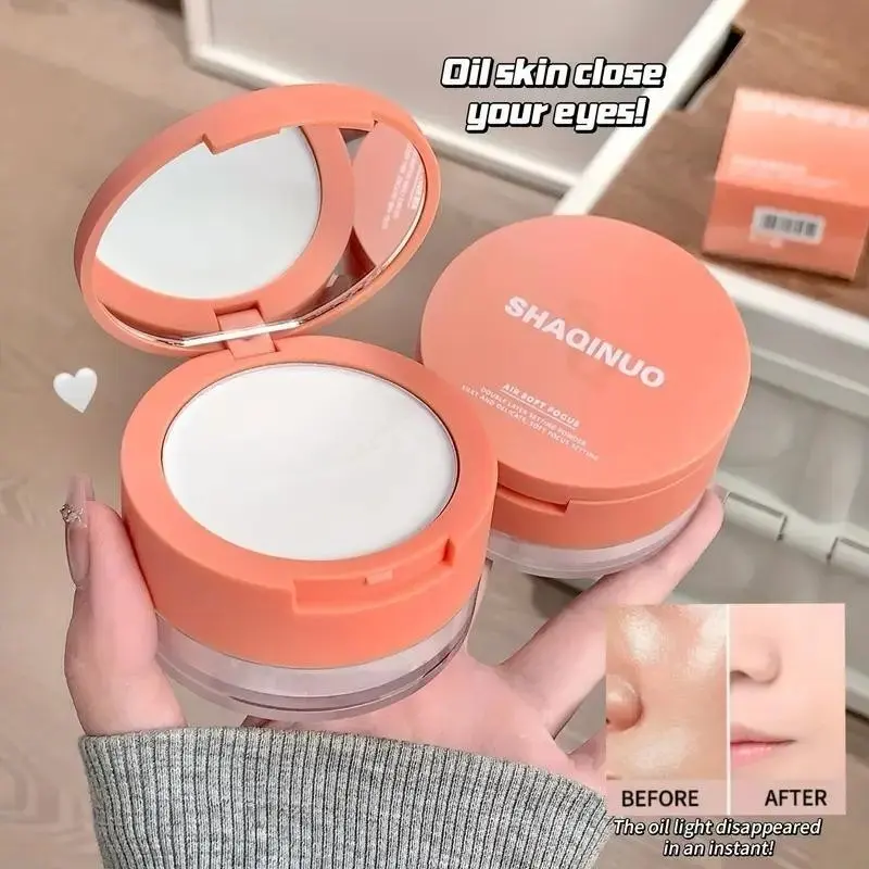 Dual Effect Transparent Loose Powder, Long-Lasting Oil Control Waterproof, Lightweight Formula, Strong Coverage, Natural Skin Texture Softening, Waterproof Finishing Powder