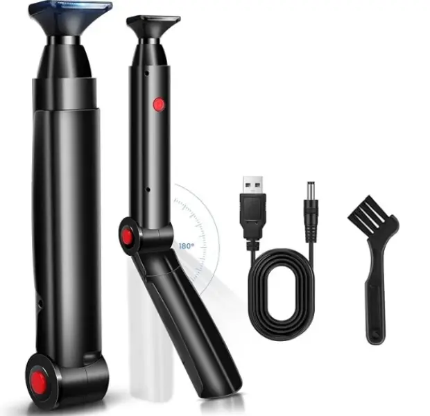 Electric Back Shaver and Body Hair Trimmer for Men – Extendable Long-Handle Back Razor for Hard-to-Reach Areas, Battery Powered Manscaping Tool for Coarse Back Hair and Full Body Grooming