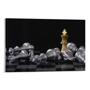 Black And White Photo Poster Gold Chess Poster Black And White Chess King Wall Art Decor Print