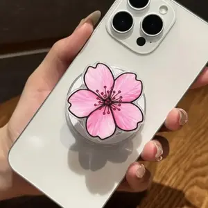 Soft Pink Sakura Flower MagSafe Phone Grip – Magnetic Pop Socket & Stand – Spring Floral Aesthetic Accessory