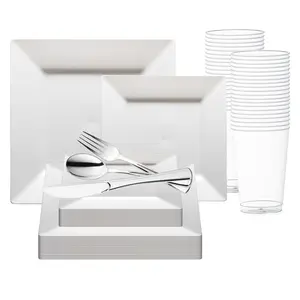 White Square Plastic Wedding Value Set