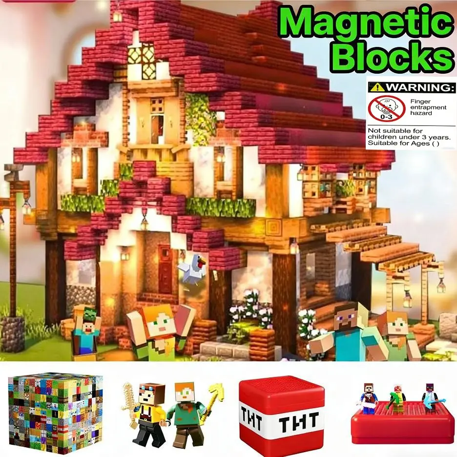 World Block Mc Magnetic Building Blocks Set, Magnetic Building Tiles, Educational Puzzle Model Toy, Unisex Intellectual Gift, No Choking Hazard Warning, Magnetic Construction Set