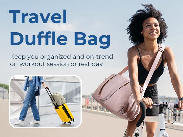 BAGSMART Puffy Water-Resistant Gym Travel Duffel Bag for Women with Wet Pocket, Carry on Weekender Bags, Water Resistant Workout Bag Sports Gym er Bags, Water Resistant Workout Bag Sports Gym TikTokShopHolidayHaul