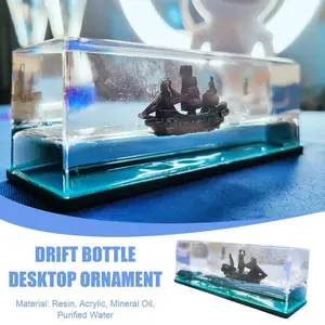 Ghost Ship Black Pearl Ship In A Bottle Fluid Liquid Drift Bottle Living Room Decoration